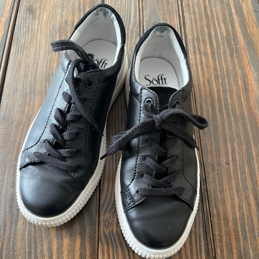 Sofft Parkyn platform black leather lace up sneaker sz 6.5